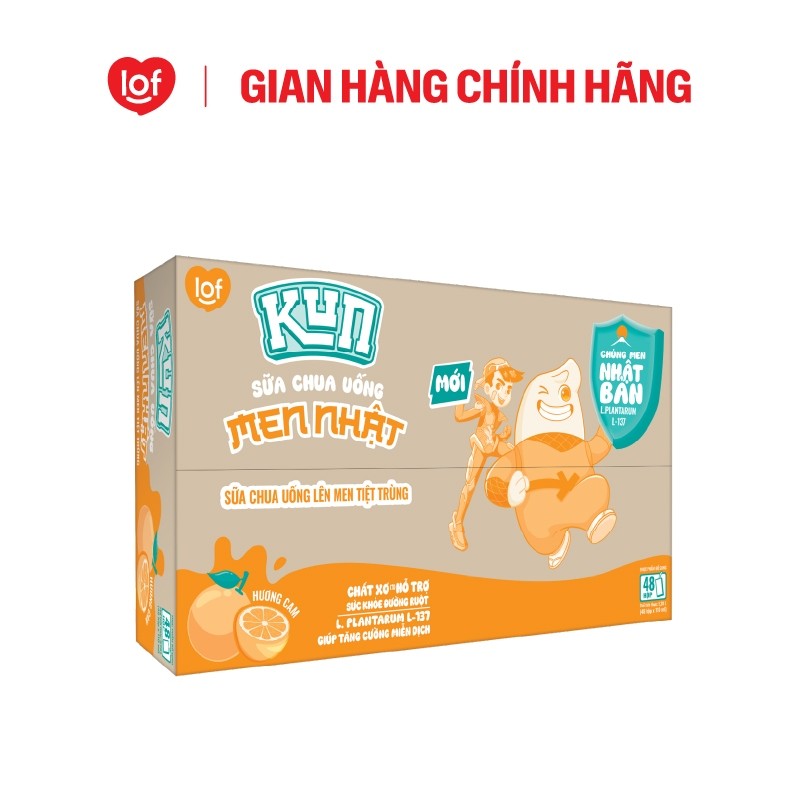 Sữa chua uống KUN vị cam thùng 48 hộp x 110ml (Có thể nhận bao bì cũ/mới)