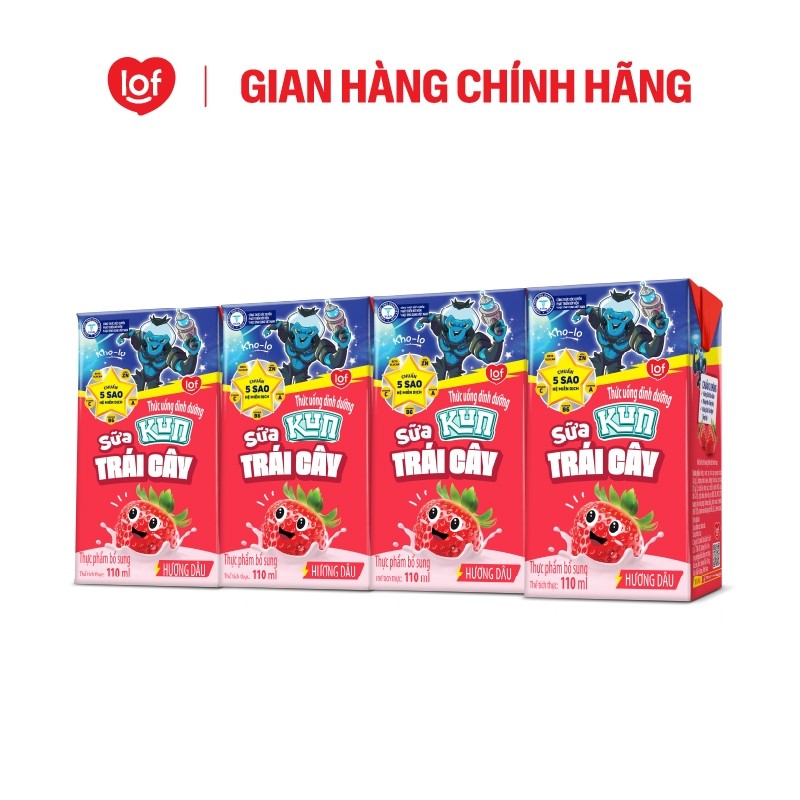 Sữa trái cây KUN vị dâu thùng 48 hộp x 110ml