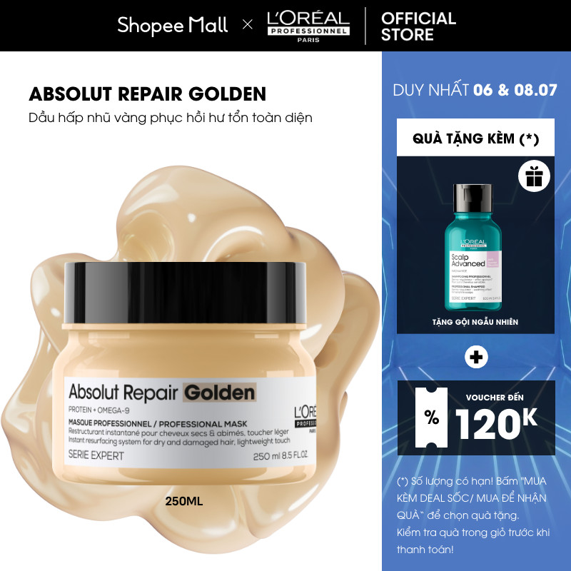 Mặt nạ dành cho tóc hư tổn L'Oréal Professionnel Absolut Repair Golden 250ml/ 500ml