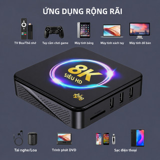 Android tv box tv box 8k tv box android smart tv box ai tv box media box, hỗ trợ 8K Ultra HD Android 14.2 kèm remote hồn