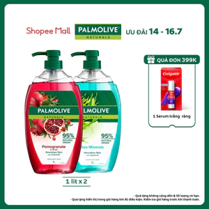 Bộ 2 sữa tắm Palmolive dạng gel chiết xuất Lựu & Xoài và Muối biển cho da mềm mịn, thơm sảng khoái 1L