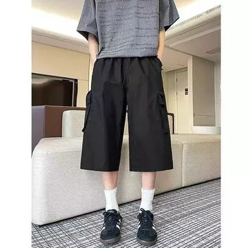 WZLNZ711 Đen Nam Crop Quần Nam Mùa Hè Nam Crop Quần Quần Quần Quần Short Nam Rời Plus Size Quần Nam