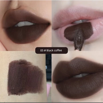 son bóng black rouge son black rouge Châu Âu Mỹ Phong Cách Trái Đất Nâu Môi Glaze Ngộ Độc Sôcôla Đen Nâu Mờ Son Môi Dark Punk Trang Điểm Sân Khấu Latin Trang Điểm