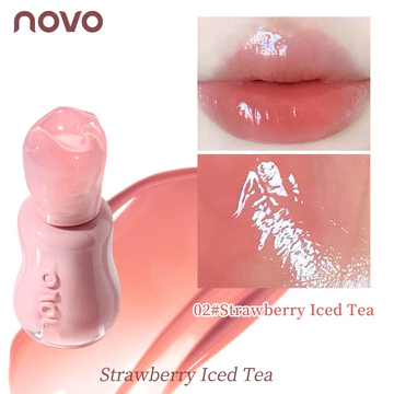 NOVO 6428 Pha Lê Trong Suốt Khuếch Tán Nước Bóng Son Bóng Nước Thủy Tinh Son Bóng Hồng Bầu Hình Nước Bóng Son Bóng Gương Trong Suốt Môi Thủy Tinh,