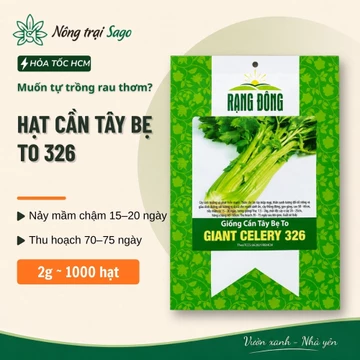 Hạt Giống Cần Tây Bẹ To Giant Celery 326 Rạng Đông (Gói 2g ~1000 Hạt) Ép Nước Dễ Chăm | Nông Trại Sago | F25
