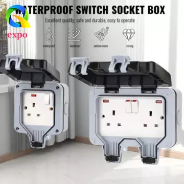Ổ cắm công tắc treo tường EXPO LIMIT, Thiết kế chống nước Ổ cắm điện phích cắm Vương quốc Anh, phích cắm chính chống bụi IP66 Trạm sạc ổ cắm điện ngoài trời chống nước