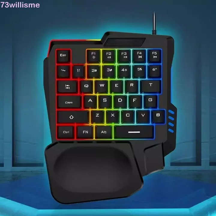 Bàn phím đơn WILLISME, Bàn phím một tay siêu mỏng USB, Bàn phím cơ chơi game Mini 3 màu cầm tay Bàn phím cơ chơi game có dây PC để bàn