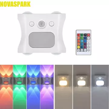 Đèn tường cảm biến cơ thể con người NOVASPARK, RGB 16 màu với điều khiển từ xa Đèn ngủ cảm biến chuyển động, Đèn xung quanh Cảm biến cửa thông minh thông minh có thể điều chỉnh độ sáng