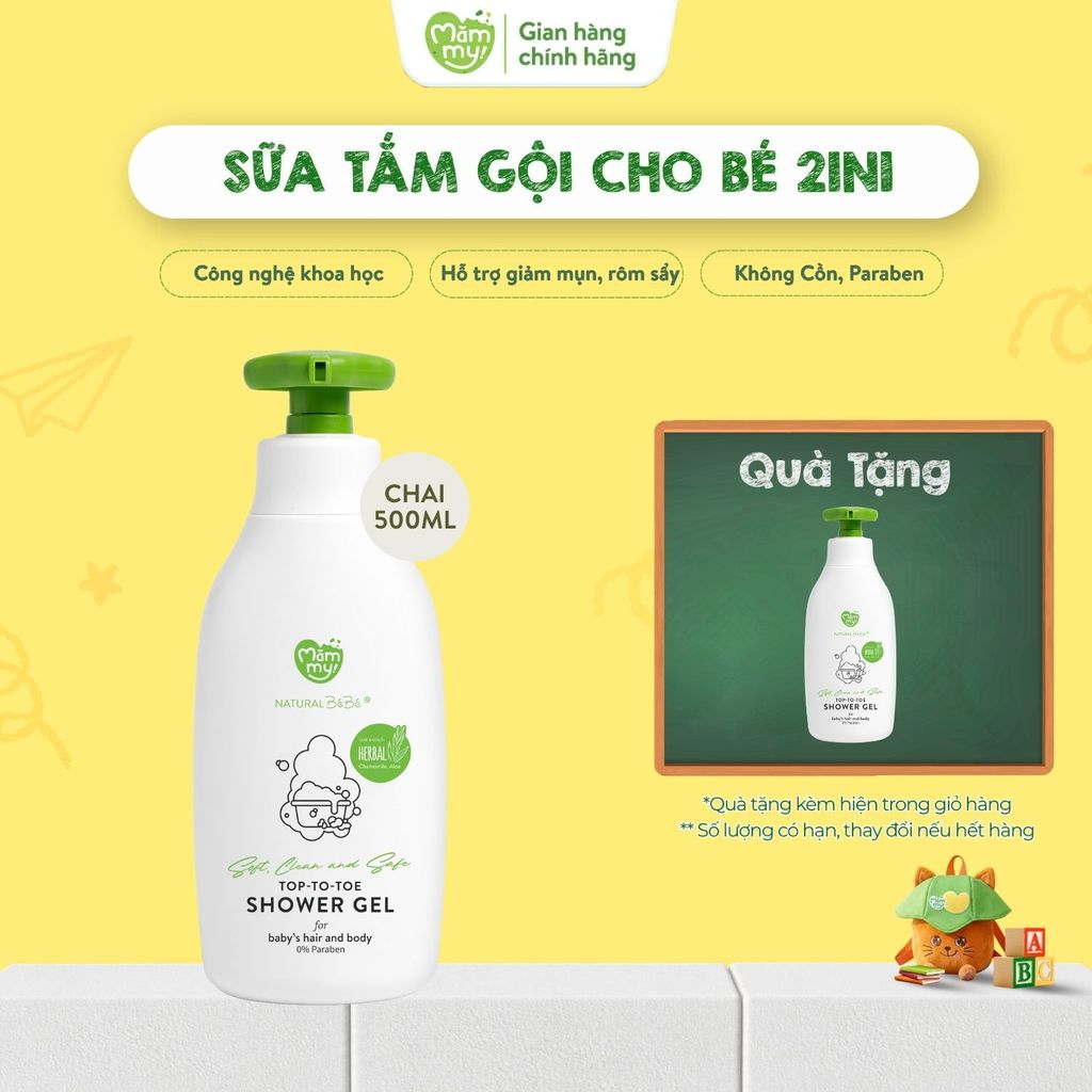 Sữa Tắm Gội Toàn Thân Cho Bé sơ sinh Mămmy kết hợp 2 trong 1 dành riêng cho tóc, cơ thể mỏng manh bé