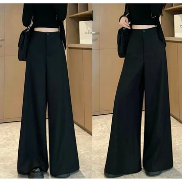 Quần ống thẳng lưng cao dành cho nữ, quần trang trọng dành cho nữ, quần rộng, quần ống rộng Quần áo nữ tối giản CWLR