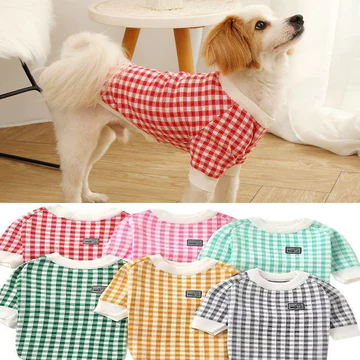 Quần áo ấm áp cho thú cưng Áo len cho chó kẻ sọc Áo Vest không tay dệt kim Áo thun đầy màu sắc Gingham Quần áo chó con Trang phục thường ngày Áo len mùa xuân thu nhỏ Quần áo thú cưng cho mèo