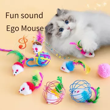 Sang Trọng Chuột Mèo Đồ Chơi Có Lông Vũ Âm Thanh rít Tương Tác Chơi Đồ Chơi Cho Mèo Con Trong Nhà Tự Chơi Giảm Sự Chán Chán Thú Cưng Đồ Dùng Cho Mèo