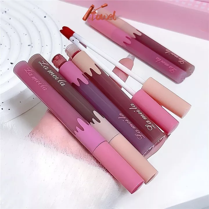 LAMEILA Matte Lip Glaze Mỹ phẩm lâu trôi Son môi dưỡng ẩm Son bóng Matte Lip Trang điểm Màu sắc lâu trôi Lip Glaze Lip Glaze Làm trắng da Dễ dàng tô màu