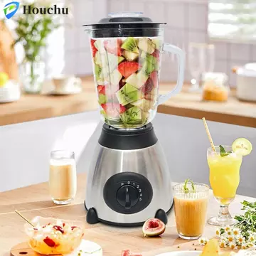 Máy xay sinh tố nước ép HOUCHU, Máy ép trái cây máy xay sinh tố 1,5 L đa chức năng, Vỏ thép không gỉ dung tích lớn thực tế EU / US / UK Plug Máy xay sinh tố treo tường