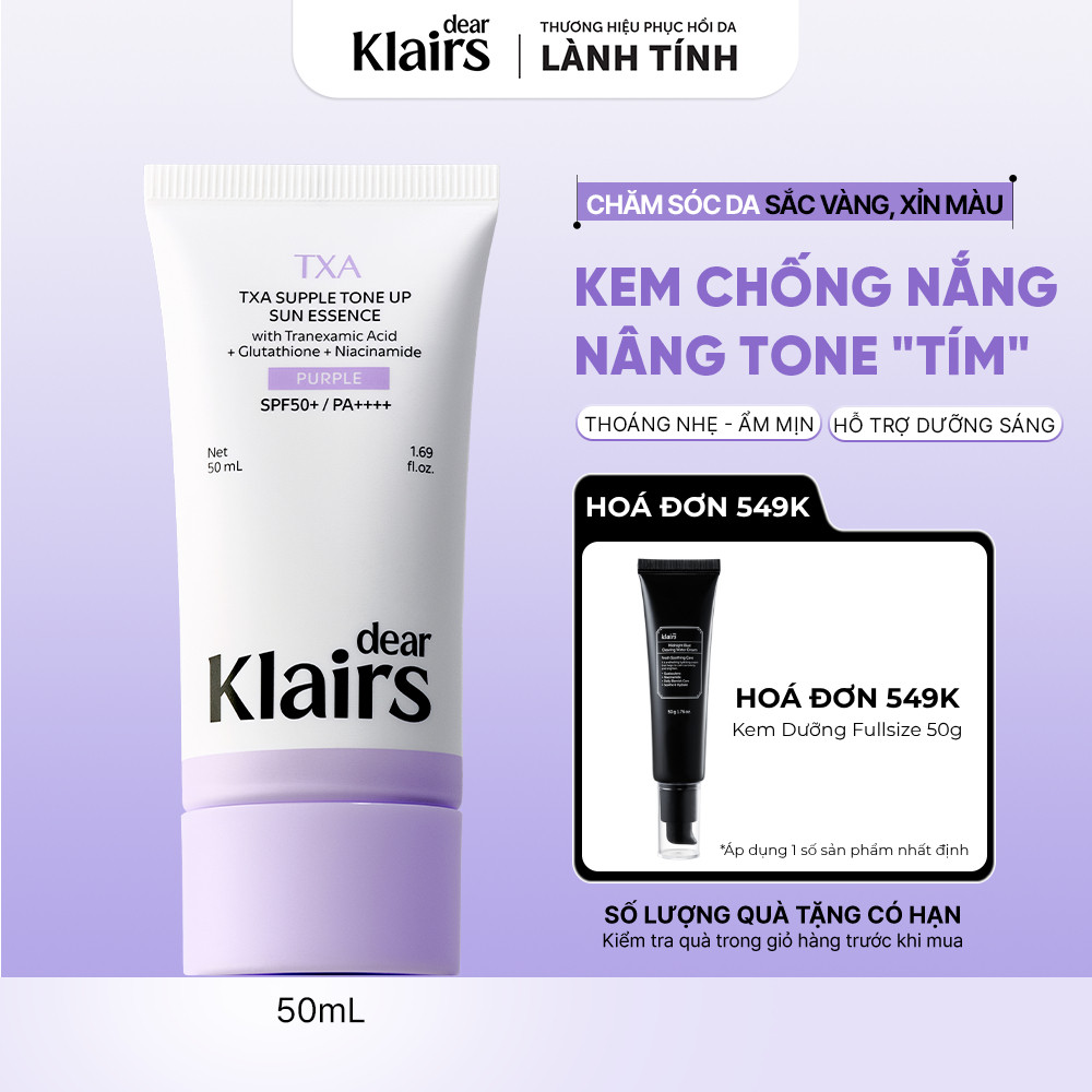 [NEW] Dear Klairs Kem chống nắng hỗ trợ dưỡng sáng TXA Supple Tone Up Sun Essence SPF50+ PA++++ 50 ml [FS]