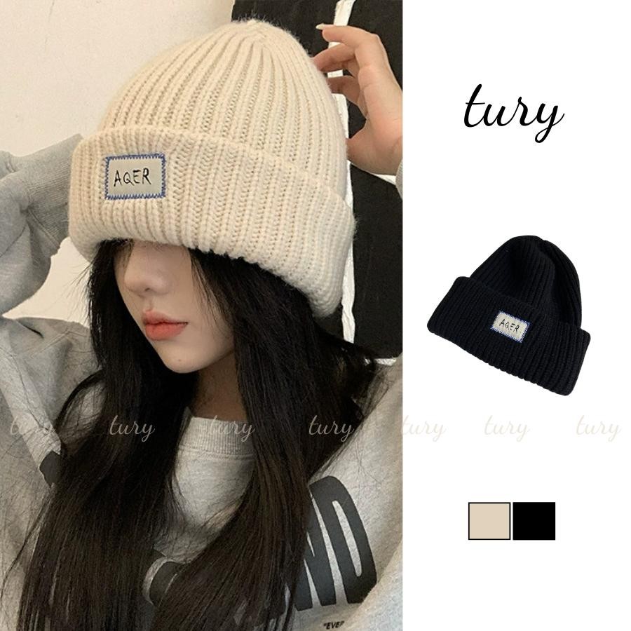 Nón Len Unisex Nam Nữ - Tury - Nón Len Trơn Thêu Chữ "AGER" Chùm Tai Dễ Thương - NL100