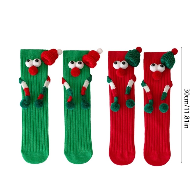 Kids Cute Big Eye Scarf Cartoon Magnetic Christmas Socks Festival Holiday