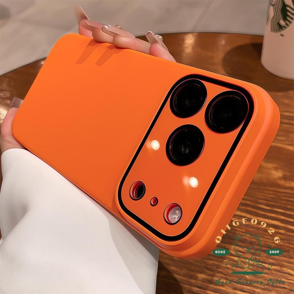 【 Ốp lưng iPhone17 】 Vỏ điện thoại tẩy tế bào chết da siêu mỏng màu cam iPhone 17 Pro Max 16 15 14 13 12 cho vỏ iPhone Vỏ cứng PC chống sốc