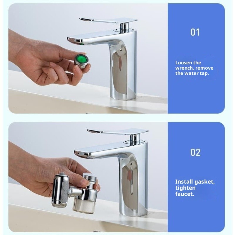 Bộ mở rộng vòi đa năng bằng kim loại có bộ lọc 2 chế độ Tap Aerator Splash Basin Xoay Robot Cánh tay Vòi mở rộng Đầu phun