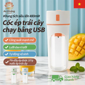 USB Và Ống Hút Đi Kèm 480ML Máy Xay Sinh Tố Cầm Tay Đa Năng Dung Tích Có Cổng Sạc