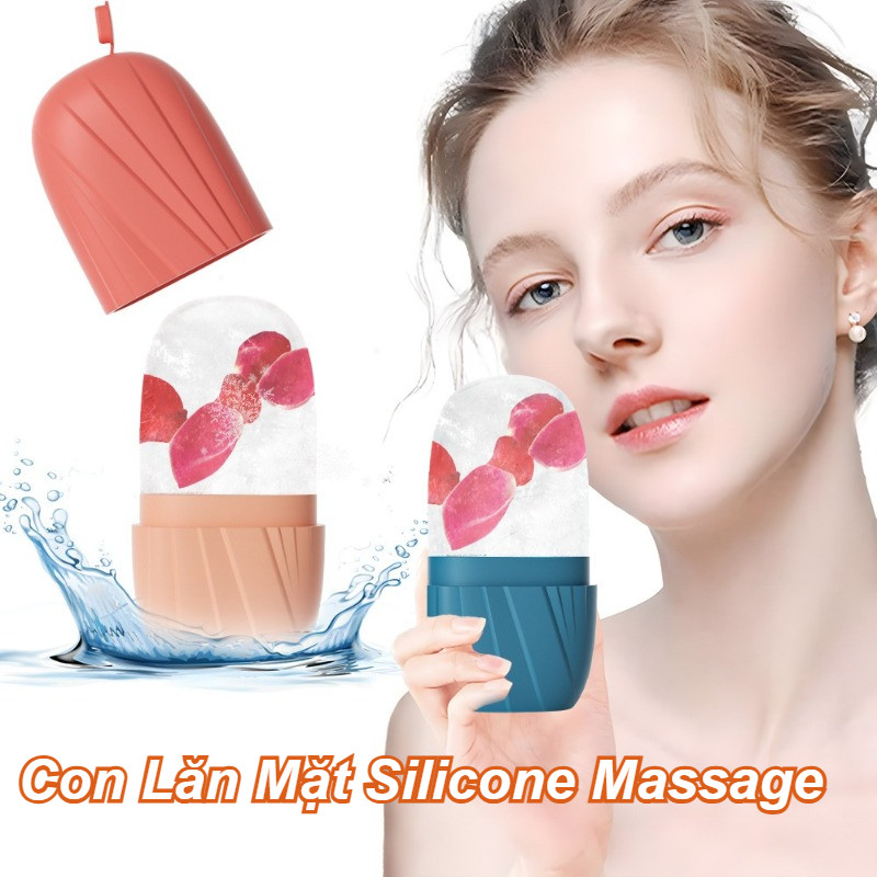 Con Lăn Mặt Silicone Massage,Face Ice Ball có thể tái sử dụng để giảm bọng,Không cần pin