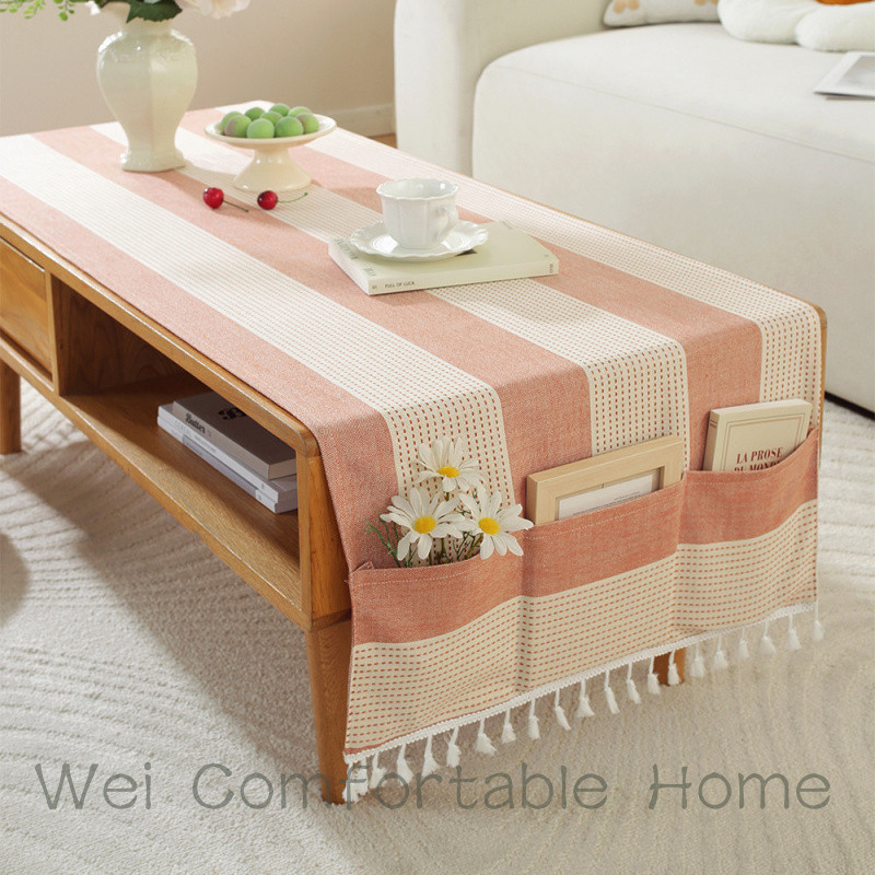 Khăn trải bàn sọc Hiện đại Trang trí đơn giản Khăn trải bàn chống bụi Khăn trải bàn Khăn trải bàn Thảm trải bàn Khăn trải bàn Hàng có sẵn Bán buôn