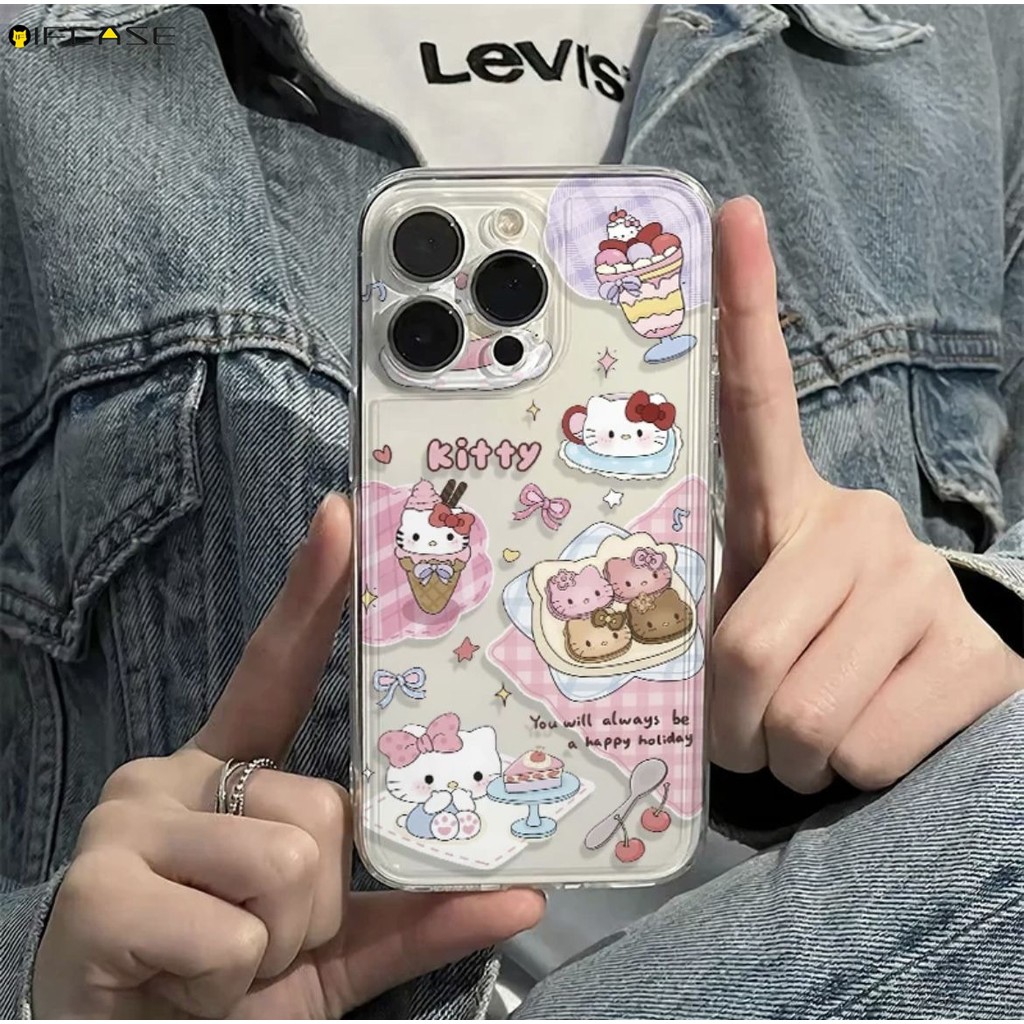 Dành Cho Xiaomi 15 14 14T 13 13T 12 12S 12T 12X 11T Mi 11 11i 10 10T 10S Pro Lite Ultra Mix 4 5G Vỏ Điện Thoại Hello Kitty Bánh Quy Kem Hồng Hoạt Hình Dễ Thương Vỏ Trong Suốt