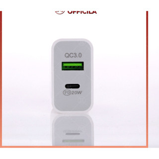 Củ sạc nhanh 2 cổng PD 20W và QC 3.0, adapter sạc Type C và USB, sạc đồng thời 2 điện thoại - CS2C20W