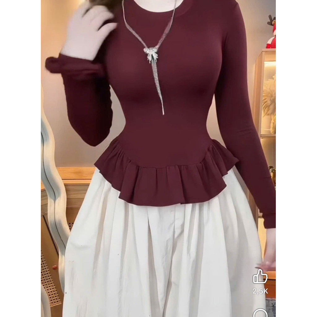 Áo thun nữ dài tay gấu bèo cotton mịn top thời trang nữ