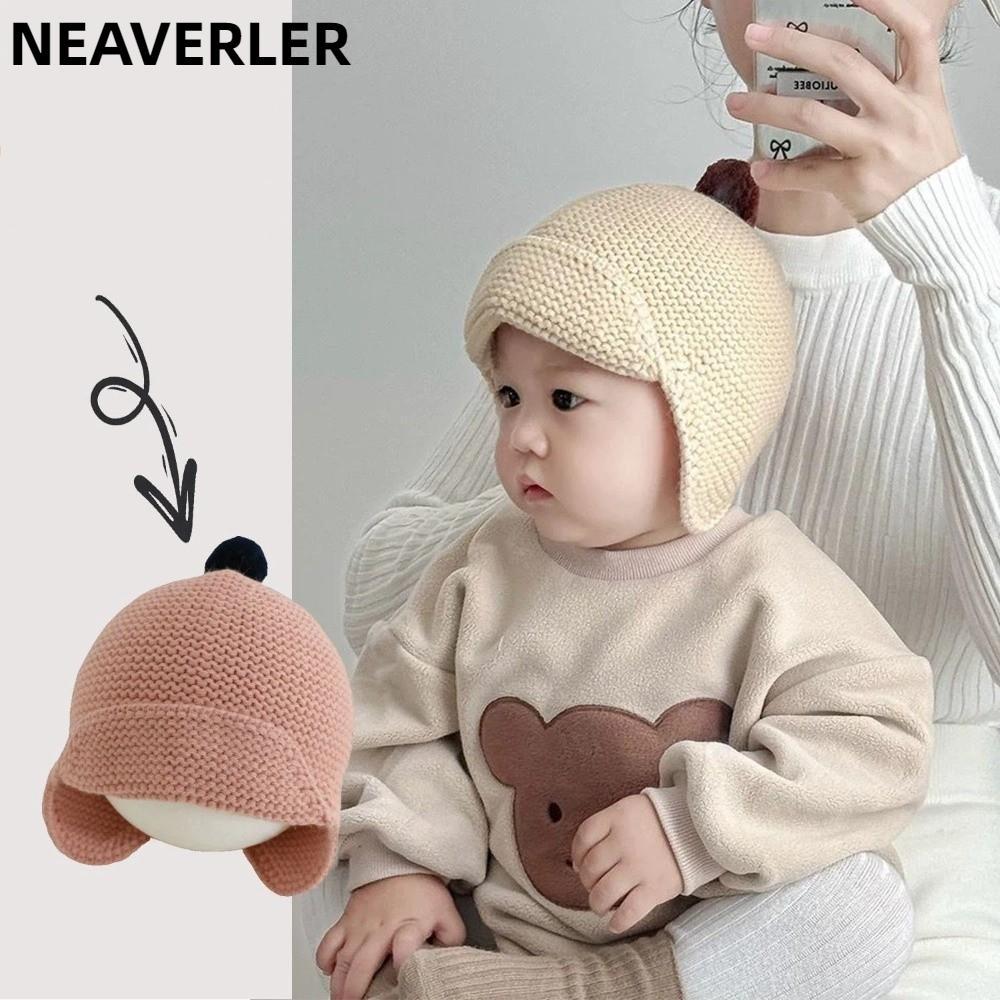 Mũ bông tai NEAVERLER, Bịt tai bé mùa đông màu trơn chống gió, Thiết kế dễ thương ấm áp Mũ ấm áp bé trai bé gái