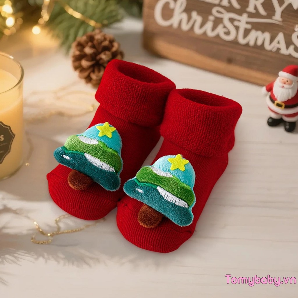Tất Đi Bộ Giáng Sinh Cho Bé Ông Già Noel Dễ Thương / Người Tuyết / Trang Trí Cây Tất Ấm Chống Trơn Trượt