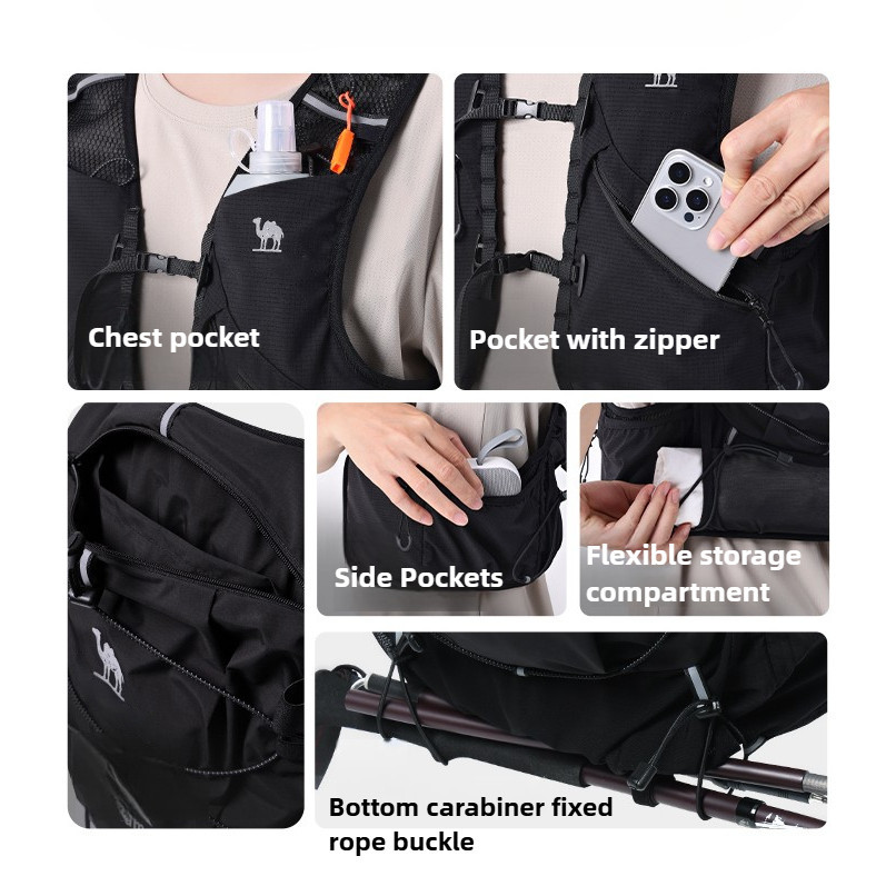Áo Vest chạy bộ nhẹ xuyên quốc gia CAMEL CROWN, Áo Vest Marathon hai vai thể thao