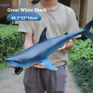 SAIA Động Vật Đại Dương Nhân Vật Hành Động, Kích Thước Lớn Mô Phỏng Cá Mập Sealife, Sealife Collection PVC Cao Su Mềm Đầy Megalodon Mô Hình Các Bức Tượng Nhỏ Trẻ Em Chơi