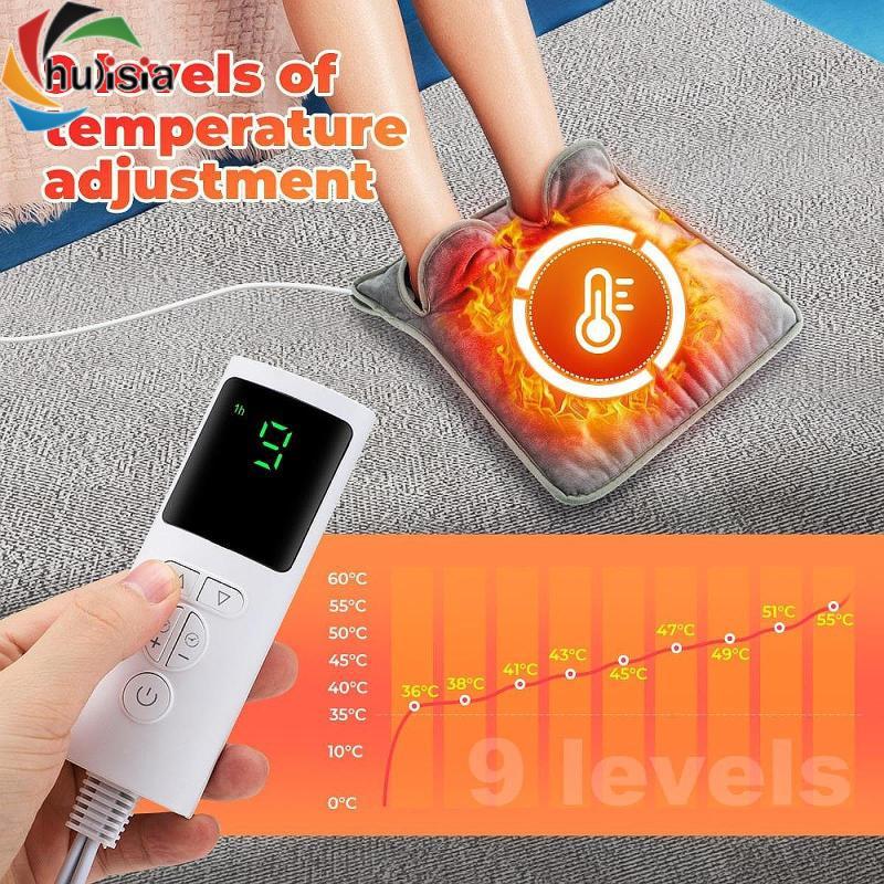 Máy sưởi chân bằng điện Di động 9 cài đặt nhiệt độ và 4 hẹn giờ Tấm sưởi chân thoải mái Mềm mại cho phòng ngủ Văn phòng Giường gia đình trong nhà