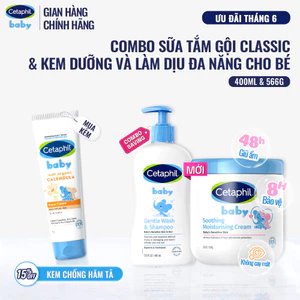 Combo Sữa tắm gội dịu lành GENTLE W&S 400ML & Kem dưỡng ẩm và làm dịu Soothing & Moisturising Cream 566G