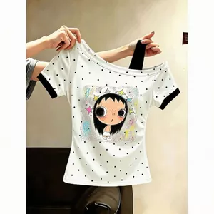 Milyfashion Vai chéo có dây đeo vai giả hai mảnh Slim-Fit Áo thun ngắn tay mặc ngoài mùa hè 2026 Phong cách mới Áo ngắn Y2