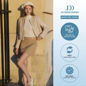 Áo Khoác Dáng Ngắn Cổ Tròn 5C03.2510. Áo Khoác Dạ Công Sở Thanh Lịch Thu Đông. Áo Khoác Croptop Sang Trọng Thiết Kế JM