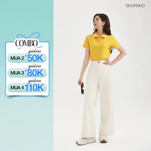 Quần Jeans Nữ GUMAC Màu Trắng Form Suông Cạp Cao Tôn Dáng Túi Hàm Ếch Cá Tính LQJF1102