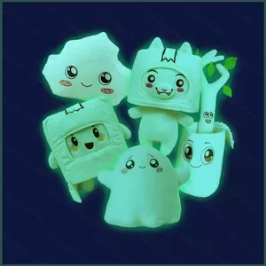 YT4 Lankybox Phát Sáng Trong Bóng Tối Sang Trọng Gói Đồ Chơi Boxy Foxy Dính Đá Ma Ám Dạ Quang Đồ Chơi Cho Trẻ Em Trang Trí Nhà Nhồi Bông