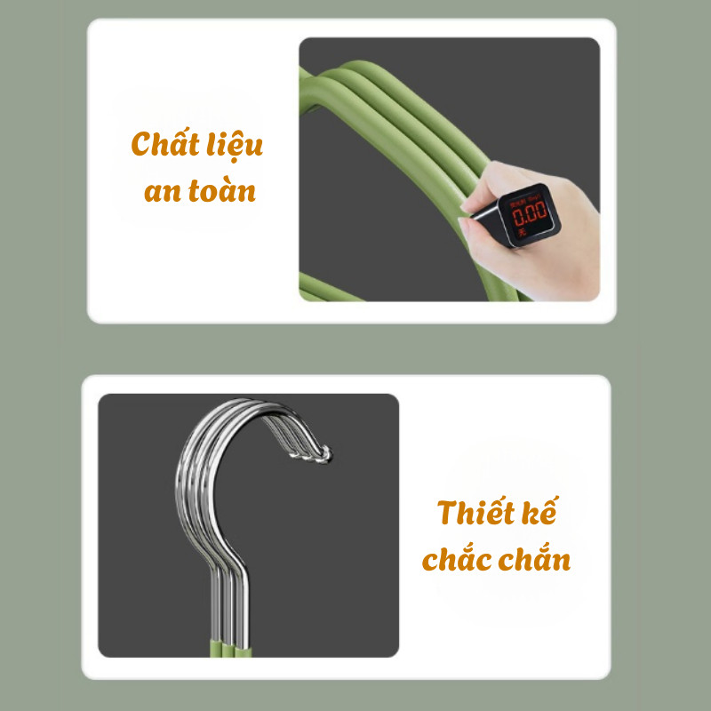 Móc Treo Quần Áo Trẻ Em Kim Loại Bọc Nhựa PVC Màu Pastel Chống Trượt HOMIE, Nhẹ Bền Cho Bé Sơ Sinh 0-8 Tuổi