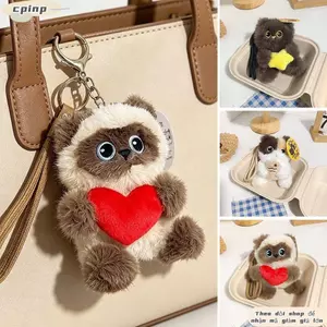 CPINCP Túi đựng mèo quyến rũ, Móc khóa mèo sang trọng di động sang trọng mềm mại, Mặt dây chuyền mèo con hoạt hình Quà tặng sinh nhật