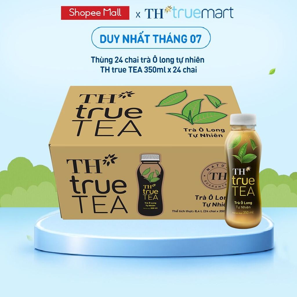 Thùng Trà Ô Long hương vị tự nhiên TH true TEA milk 350ml (24 Chai)
