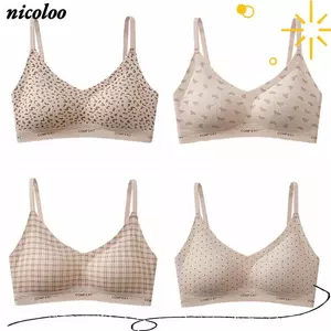 Áo ngực liền mạch NICOLOO, Áo ngực có đệm thoải mái in họa tiết da báo, Cổ chữ V Không có dây lót Đồ lót có dây thoáng khí cho nữ