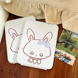 Gương Gấp Trang Điểm Thỏ Trắng Nơ Xanh Pastel Tiện Mang Đi Du Lịch