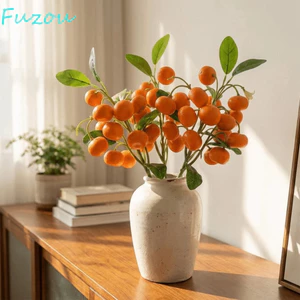 FUJIOU Trái Cây Mô Phỏng, Xốp Nhựa Nhánh Chanh Nhân Tạo, Cây Xanh Thực Vật Trang Trí Thực Tế Cà Phê Dâu Giả Studio Chụp Ảnh