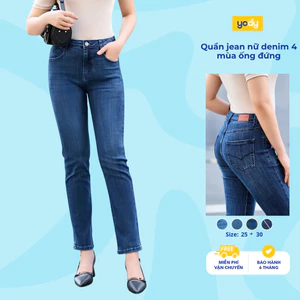Quần Jeans Nữ YODY quần bò Denim 4 mùa Co Giãn 4 Chiều, ống đứng, cạp cao TRA - QJN5078