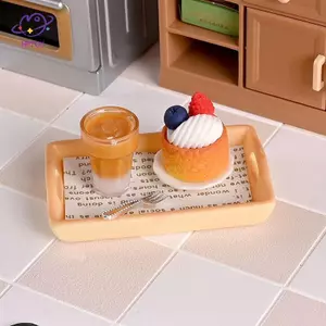 HFTOY 1 / 2 Bộ Nhà Búp Bê Thu Nhỏ Sumilation Bánh Trà Sữa Mini Có Đĩa Cho Bé Giả Vờ Chơi Đồ Chơi ~