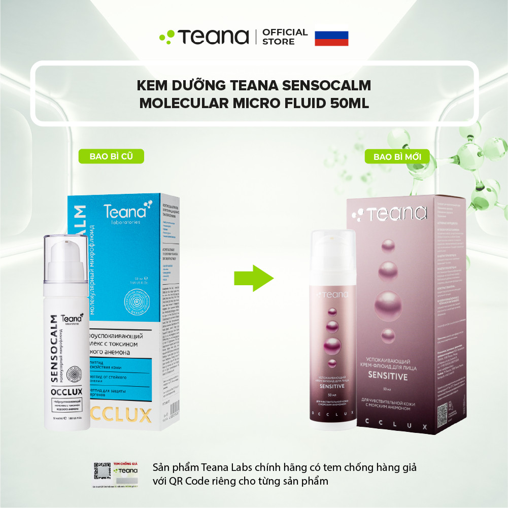 Kem dưỡng Teana Occlux Molecular Microfluid Sensocalm làm dịu, tái tạo da 50ml
