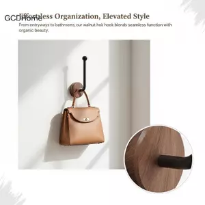 GCDHome Gỗ óc chó Móc treo tường hạng nặng Tự dính Không khoan Hư hỏng Móc treo miễn phí cho phòng tắm Ký túc xá Căn hộ Sử dụng HOT