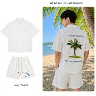 Bộ Đũi Kẻ VIBRANT SUMMER Unisex Form Rộng - Sơ Mi Đũi Nam Tay Ngắn Phối Quần Đùi Cạp Chun Thoáng Mát